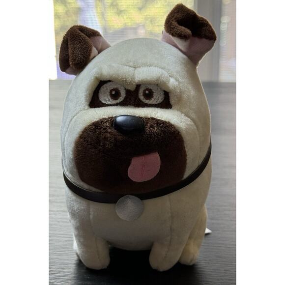 TY Secret Life Of Pets Small 5" Mel Pug Beanie Plush Tongue Collar Soft Eyes - Picture 1 of 5